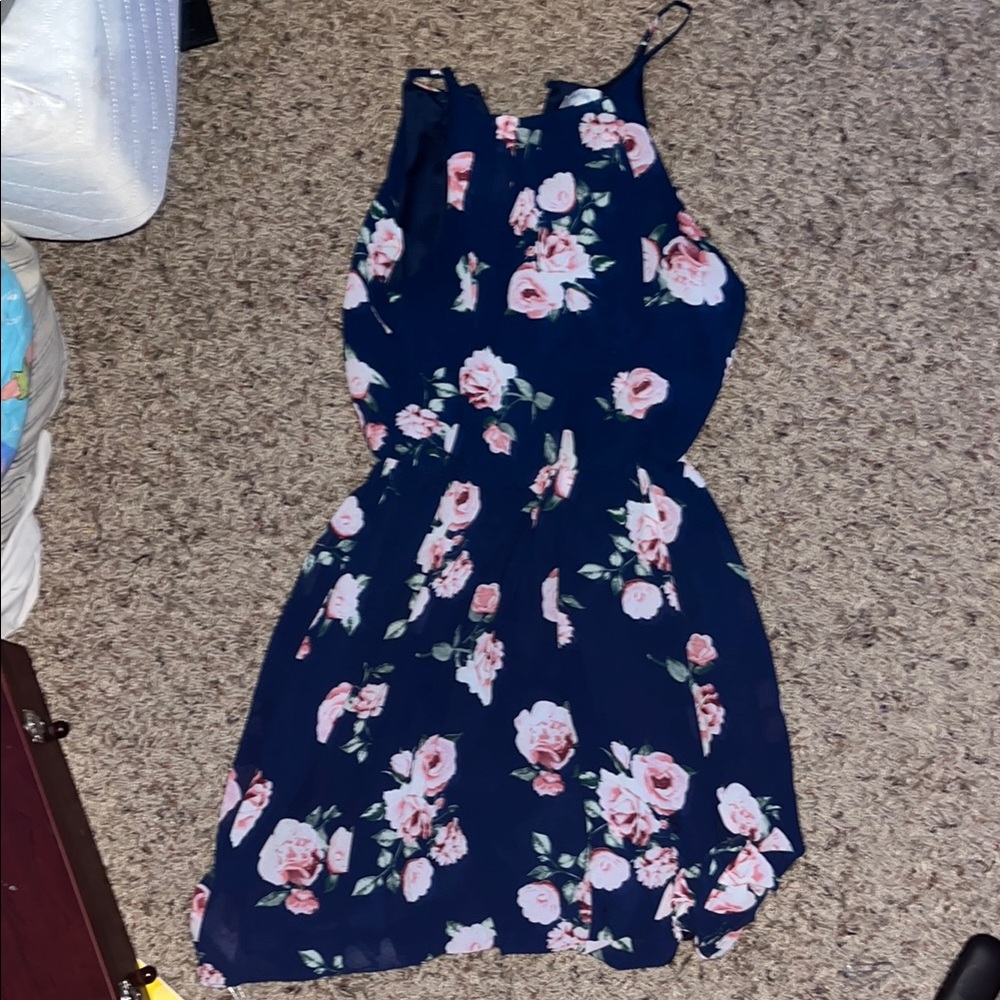 Blue Rain Blue Pink Halter Sundress Mini